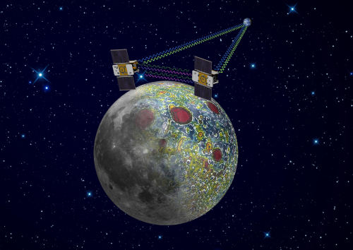 <YONHAP PHOTO-0420> This undated artist rendering provided by NASA on Dec. 21,2011 shows the twin Grail spacecraft mapping the lunar gravity field. The two probes are scheduled to enter orbit around the moon over New Year's weekend. (AP Photo/NASA, Jet Propulsion Laboratory)/2011-12-31 15:51:45/ <저작권자 ⓒ 1980-2011 ㈜연합뉴스. 무단 전재 재배포 금지.>
An artist rendering showing the twin Grail spacecraft mapping the lunar gravity field. AP-Yonhap News
An artist rendering showing the twin Grail spacecraft mapping the lunar gravity field. AP-Yonhap News