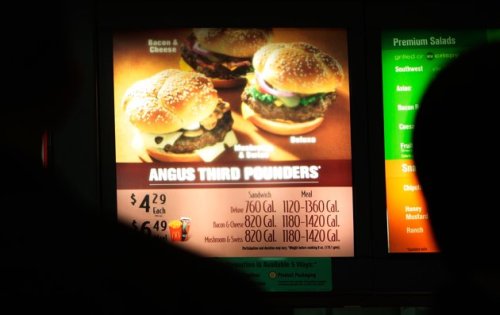 Calories are listed next to menu items in a McDonald's restaurant in New York City in 2008. (AFP)