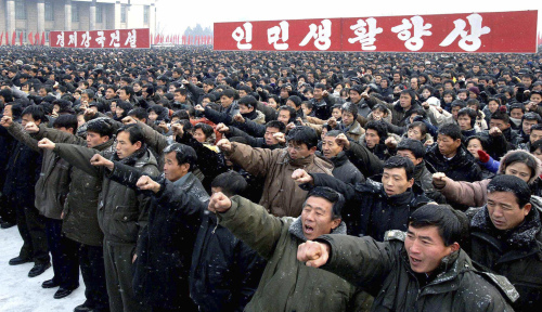 In this photo released by the Korean Central News Agency and distributed by the Korea News Service, thousands of North Koreans gather in Pyongyang to hold a mass rally in support for their country’s policies and new leader Kim Jong-un on Tuesday.
(AP-Yonhap News)