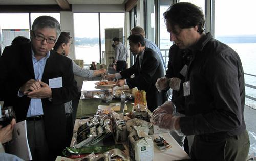 Pulmuone representatives Beom S. Yun (left) and Bradley Tomko attend the Korean Culinary Camp held in San Francisco in October.           Yonhap News