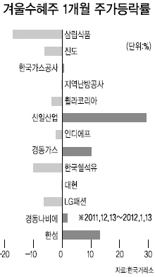 수익률 꽁꽁…겨울 수혜주 맞아?