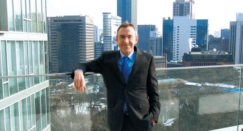 New Zealand ambassador Richard Mann stands on his embassy’s rooftop overlooking Seoul.(Kirsty Taylor/The Korea Hera)