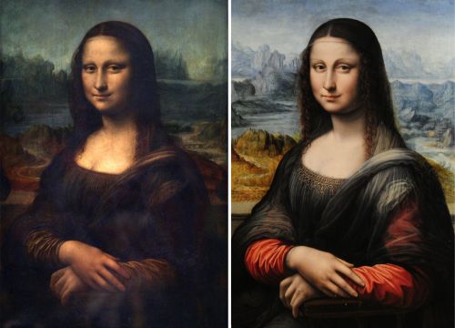 <YONHAP PHOTO-0594> This combo picture made on February 1, 2012 shows a picture taken at Paris Louvre Museum on April 05, 2005 of the Portrait of Mona Lisa painted by Leonardo da Vinci (L) and a picture taken at Madrid's Prado Museum on February 1, 2012 of an authenticated contemporary copy of Leonardo da Vinci's Mona Lisa (R). The Prado Museum in Madrid presented on February 1, 2012 an authenticated contemporary copy of Leonardo da Vinci's Mona Lisa after it was found in its vaults. According to details of experts' findings published by the specialist British journal The Art Newspaper and the Spanish media, the work is a copy painted in Da Vinci's studio by one of his pupils. AFP PHOTO / JEAN-PIERRE MULLER-JAVIER SORIANO /2012-02-02 06:22:03/ <저작권자 ⓒ 1980-2012 ㈜연합뉴스. 무단 전재 재배포 금지.>
This combo picture made on Wednesday shows a picture taken at Paris’ Louvre Museum on April 5, 2005 of the Portrait of Mona Lisa painted by Leonardo da Vinci (left) and a picture taken at Madrid’s Prado Museum on Wednesday of an authenticated contemporary copy of da Vinci’s Mona Lisa (right).
AFP-Yonhap News