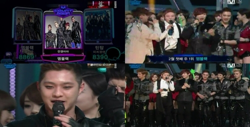 엠블랙(MBLAQ), 가수(승호, 지오, 이준, 천둥, 미르)/  엠블랙, 2주 연속 ‘엠카’ 1위 ‘男風 거세네’