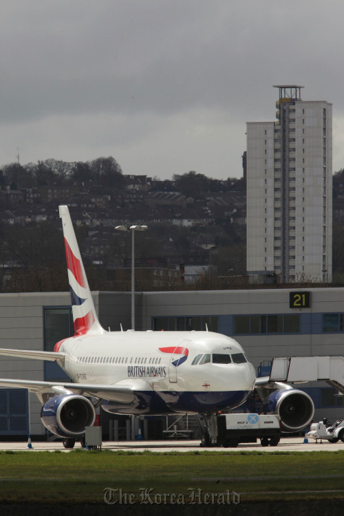 British Airways airplane sits grounded at City Airport in London.  Bloomberg