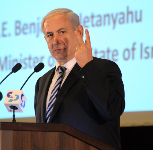 <YONHAP PHOTO-0166> Israeli Prime Minister Benjamin Netanyahu gives the opening address to the Conference of Presidents Israel Leadership Mission in Jerusalem, Israel, February 19, 2012. UPI/Debbie Hill/2012-02-20 06:19:24/ <저작권자 ⓒ 1980-2012 ㈜연합뉴스. 무단 전재 재배포 금지.>
Israeli Prime Minister
Benjamin Netanyahu