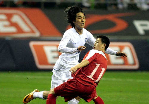 Park Chu-young during a match against North korea in Shanghai, China on March 26, 2008. (Blooomberg)