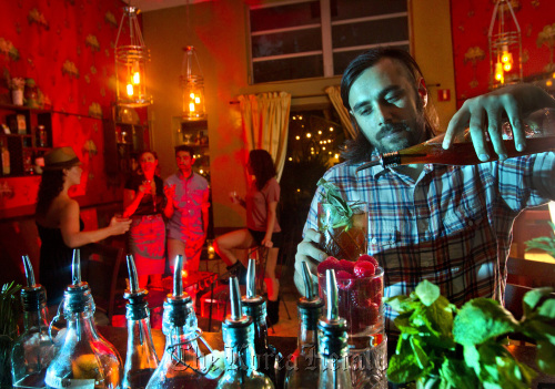 Co-Owner Elad Zvi mixes a high end cocktail on Feb. 6 at the Broken Shaker, a pop-up bar that just opened at the Indian Creek Hotel on Miami Beach, Florida. Miami Herald/MCT
Co-Owner Elad Zvi mixes a high end cocktail on Feb. 6 at the Broken Shaker, a pop-up bar that just opened at the Indian Creek Hotel on Miami Beach, Florida. Miami Herald/MCT