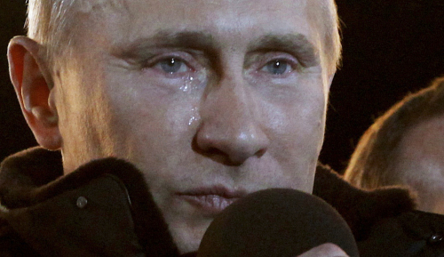 <YONHAP PHOTO-0639> Russian Prime Minister Vladimir Putin, who claimed victory in Russia's presidential election, tears up as he reacts at a massive rally of his supporters at Manezh square outside Kremlin, in Moscow, Sunday, March 4, 2012. Vladimir Putin has claimed victory in Russia's presidential election, which the opposition and independent observers say has been marred by widespread violations. Putin made the claim at a rally of tens of thousands of his supporters just outside the Kremlin, thanking his supporters for helping foil foreign plots aimed to weaken the country. (AP Photo/Ivan Sekretarev)/2012-03-05 07:17:10/ <저작권자 ⓒ 1980-2012 ㈜연합뉴스. 무단 전재 재배포 금지.>\r\n<YONHAP PHOTO-0639> Russian Prime Minister Vladimir Putin, who claimed victory in Russia's presidential election, tears up as he reacts at a massive rally of his supporters at Manezh square outside Kremlin, in Moscow, Sunday, March 4, 2012. Vladimir Putin has claimed victory in Russia's presidential election, which the opposition and independent observers say has been marred by widespread violations. Putin made the claim at a rally of tens of thousands of his supporters just outside the Kremlin, thanking his supporters for helping foil foreign plots aimed to weaken the country. (AP Photo/Ivan Sekretarev)/2012-03-05 07:17:10/ <저작권자 ⓒ 1980-2012 ㈜연합뉴스. 무단 전재 재배포 금지.>