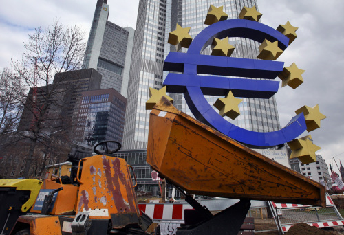 A dumper truck sits parked in front of the European Central Bank's (ECB) headquarters in Frankfurt, Germany, on Thursday, March 8, 2012. European Central Bank President Mario Draghi said inflation will probably breach the bank's 2 percent limit this year and signaled the worst of the sovereign debt crisis may be over even as the economy stalls. Photographer: Hannelore Foerster/Bloomberg\r\nA dumper truck sits parked in front of the European Central Bank's (ECB) headquarters in Frankfurt, Germany, on Thursday, March 8, 2012. European Central Bank President Mario Draghi said inflation will probably breach the bank's 2 percent limit this year and signaled the worst of the sovereign debt crisis may be over even as the economy stalls. Photographer: Hannelore Foerster/Bloomberg