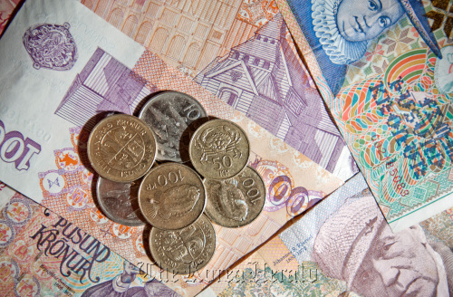 Icelandic kronur currency notes and coins are seen in this arranged photograph in Reykjavik, Iceland.
Bloomberg
