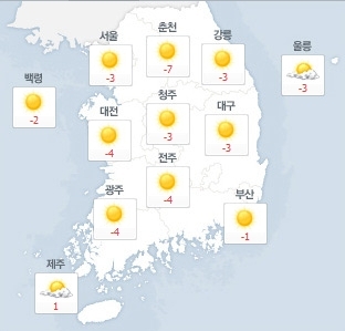 기상 / 13일 전국 아침 영하권…오후 쯤 풀려
