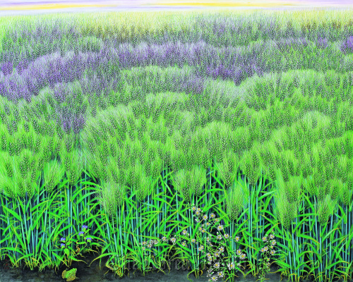 “The Four Seasons of Barley Field II ― Gold Frog” by Lee Sook-ja. Gana Art Seoul