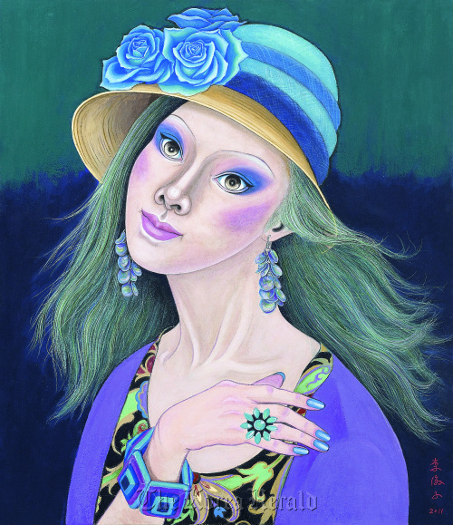 “The Happy Life ― Blue Rose Hat” by Lee Sook-ja.  Gana Art Seoul