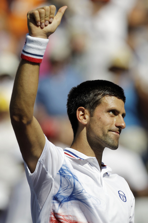 <YONHAP PHOTO-0192> Novak Djokovic, of Serbia, reacts after defeating Nicolas Almagro, of Spain, during a match at the BNP Paribas Open tennis tournament, Thursday, March 15, 2012, in Indian Wells, Calif. Djokovic won the match 6-3, 6-4. (AP Photo/Darron Cummings)/2012-03-16 06:55:33/ <저작권자 ⓒ 1980-2012 ㈜연합뉴스. 무단 전재 재배포 금지.>
Novak Djokovic reacts after defeating Nicolas Almagro, during the BNP Paribas Open tennis tournament on  Thursday.  AP-Yonhap News