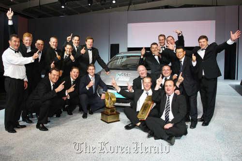 Employees at Hyundai Automotive South Africa celebrate Hyundai Elantra’s winning of the Car of the Year award on Wednesday.
Hyundai Motor