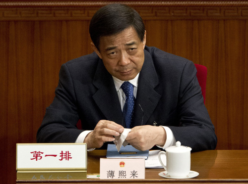 Chongqing party secretary Bo Xilai, looks on as he attends a plenary session of the National People’s Congress at the Great Hall of the People in Beijing. (AP-Yonhap News)