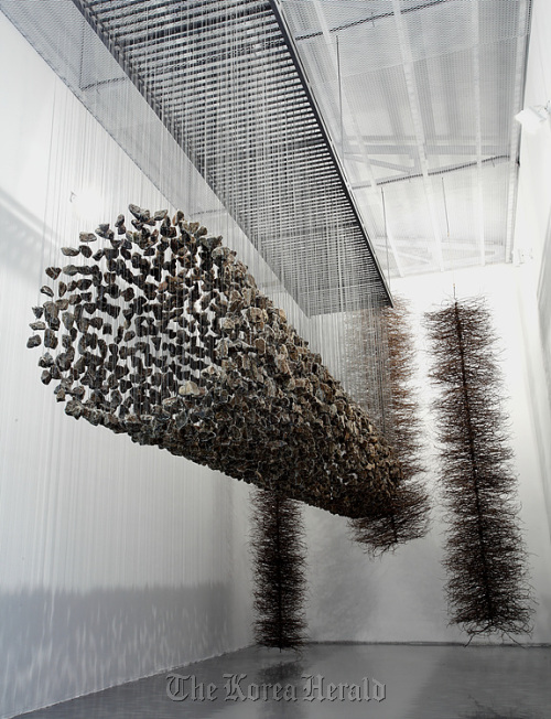 An installation work made of stones.  Sungkok Art Museum