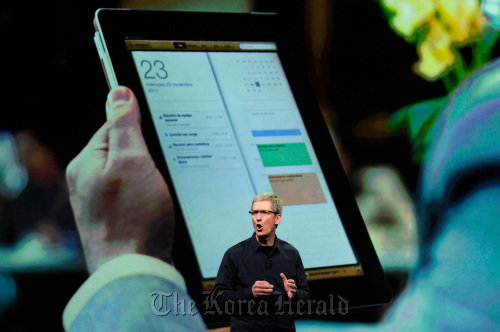 Tim Cook, CEO of Apple Inc., speaks during an event in San Francisco, California.  Bloomberg