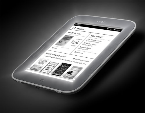 <YONHAP PHOTO-0159> The Barnes & Noble Inc. Nook Simple Touch reader, which has an electronic-ink screen that can glow, is seen in this undated handout photo provided to the media on Thursday, April 12, 2012. Barnes & Noble, the largest U.S. bookstore chain, threw the latest punch in its battle with Amazon.com Inc. for the e-book market at a time when prices for digital books may start falling. Source: Barnes & Noble Inc. via Bloomberg EDITOR'S NOTE: EDITORIAL USE ONLY. NO SALES./2012-04-13 07:42:12/ <저작권자 ⓒ 1980-2012 ㈜연합뉴스. 무단 전재 재배포 금지.>
The Barnes & Noble Inc. Nook Simple Touch reader  Bloomberg