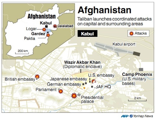 A brazen, 18-hour Taliban attack on the Afghan capital ended early Monday when insurgents who had holed up overnight in two buildings were overcome by heavy gunfire from Afghan-led forces and pre-dawn air assaults from U.S.-led coalition helicopters.