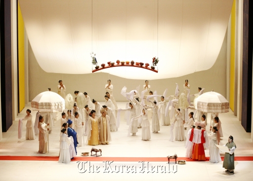 A scene from the Korea National Opera’s “Soulmate,” an adaptation of the Korean novel “Wedding Day.” KNO