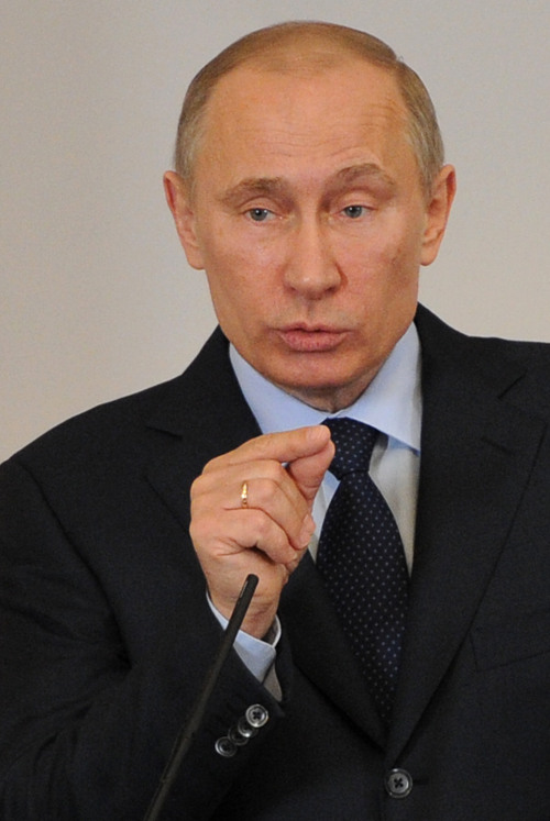 <YONHAP PHOTO-0045> ITAR-TASS: MOSCOW, RUSSIA. APRIL 17, 2012. Russia's prime minister, president elect Vladimir Putin addresses a meeting of the Russian Finance Ministry's Collegium. (Photo ITAR-TASS / Artyom Korotayev)/2012-04-18 01:57:00/ <저작권자 ⓒ 1980-2012 ㈜연합뉴스. 무단 전재 재배포 금지.>
Russia’s president-elect Vladimir Putin.
Itar-Tass-Yonhap News
