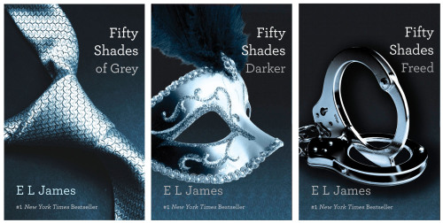 <YONHAP PHOTO-0077> FILE- This file combo made of book cover images provided by Vintage Books shows the "Fifty Shades of Grey" trilogy by best-selling author E L James. When newcomer E L James launches her tour for the wildly popular "Fifty Shades of Grey" series in Miami Sunday, April 29, 2012, she's expected to be greeted by hundreds of devoted fans. She will sign books and later speak at the historic Biltmore hotel, the site of presidential visits and weddings, and now a discussion on erotic fiction. (AP Photo/Vintage Books)/2012-04-30 05:00:17/ <저작권자 ⓒ 1980-2012 ㈜연합뉴스. 무단 전재 재배포 금지.>
This file combo made of book cover images provided by Vintage Books shows the “Fifty Shades of Grey” trilogy by best-selling author E.L. James.  AP-Yonhap News
