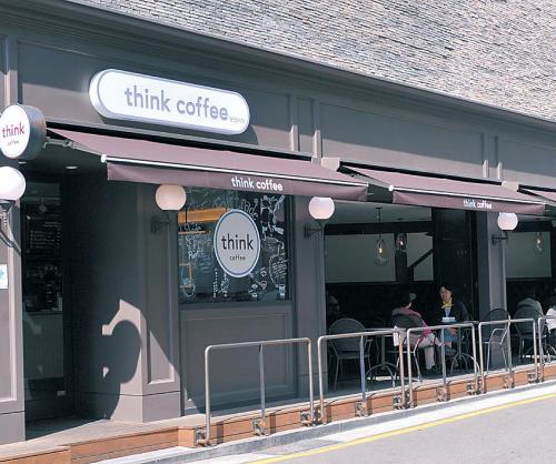Think Coffee serves cold-brewed coffee that has been extracted for over 16 hours along with iced Spanish lattes.