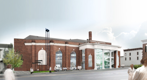 <YONHAP PHOTO-0149> This undated artist's rendering provided by OMA shows a proposed $15 million performance space for duration-based works of art lasting from six hours to several days to be housed in a former tennis center in Hudson, N.Y. Performance artist Marina Abramovic says the 23,000-square-foot facility will feature ramps and specially designed lighting and furniture, including chairs equipped with wheels for visitors who fall asleep during the lengthy performances. (AP Photo/OMA)/2012-05-08 05:07:11/ <저작권자 ⓒ 1980-2012 ㈜연합뉴스. 무단 전재 재배포 금지.>
This undated artist’s rendering provided by OMA shows a proposed $15 million performance space for duration-based works of art lasting from six hours to several days to be housed in a former tennis center in Hudson, New York.   AP-Yonhap News