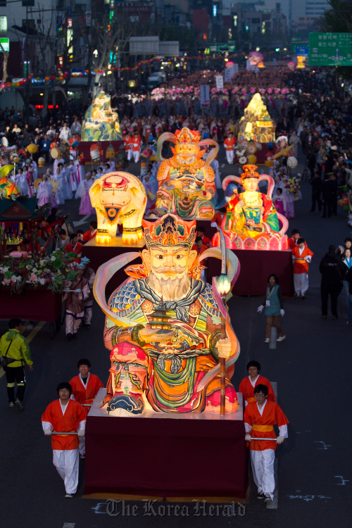 A parade of lantern floats from last year’s Lotus Lantern Festival. Jogye Order