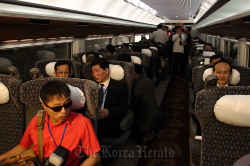 Passengers travel on board the HEMU on a test drive on Wednesday.  Ministry of Transport