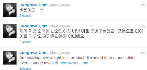 엄정화, 다이어트 약 광고글 알고보니…트윗 계정 ‘해킹’