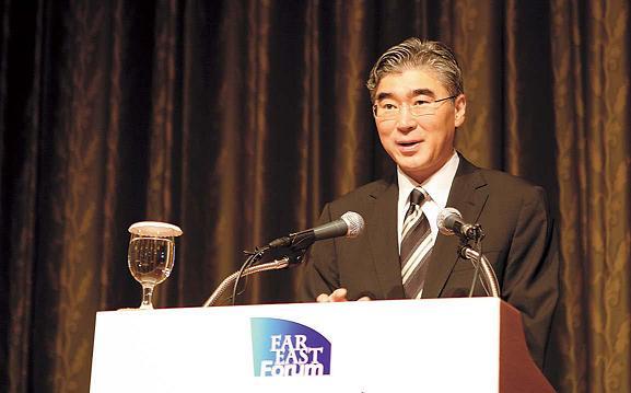 U.S. Ambassador Sung Kim speaks at the FEBC Far East Forum in Seoul on Thursday. (FEBC)
