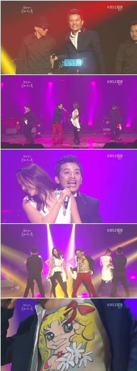 배 위에 캔디…개그맨 김준호 퍼포먼스 ‘화제’