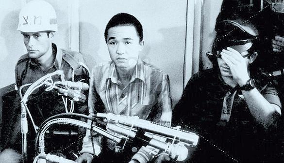 Terrorist Kozo Okamoto is pictured during his 1972 trial for the Lod Airport attack. (Shurat HaDin-Israel Law Center)