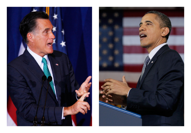 Republican presidential candidate, former Massachusetts Gov. Mitt Romney (left) and President Barack Obama.  AP-Yonhap News