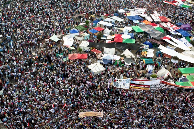 Protesters gather at Cairo’s Tahrir Square in Egypt on Saturday.  (Xinhua-Yonhap News)