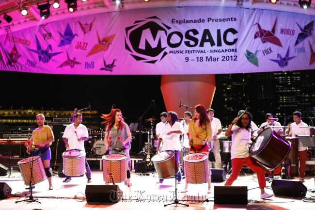 Band Novo Bloco performs during the Mosaic music festival in Singapore on March 18.  Esplanade ― Theatres on the Bay