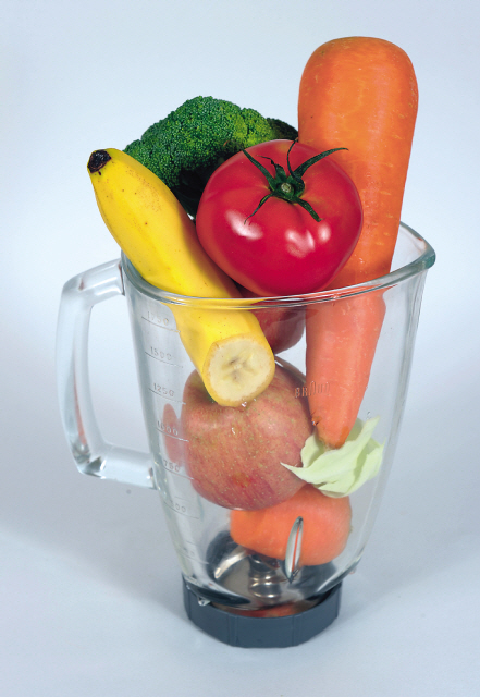 Vegetables and fruits ready for blending