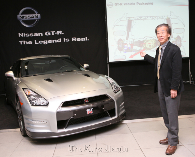 Kazutoshi Mizuno, chief vehicle engineer of the Nissan GT-R, poses at a showroom in southern Seoul on Thursday. Nissan Korea
