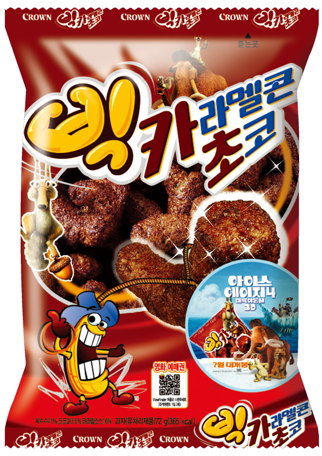 (유통면)제과업계 거센 캐릭터 마케팅 열풍…크라운제과, 애니메이션 ‘아이스에이지4’ 캐릭터와 함께 초코스낵 마케팅