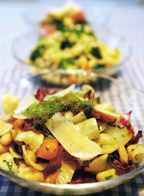 This summer’s pasta salads feature small pasta, like in this orecchiette with grilled vegetables. (MCT)
