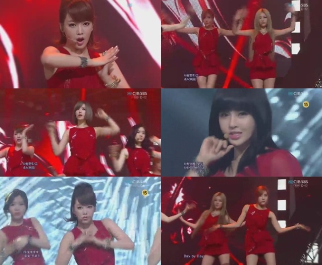 티아라(T-ara), 가수(보람, 지연, 효민, 은정, 큐리, 소연, 화영, 아름)/‘인가’ 티아라, 강렬한 레드 의상+뇌새-애절한 눈빛 ‘섹시미’