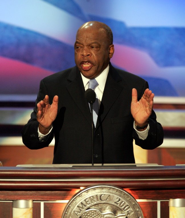 John Lewis speaks to delegates on the final day of the Democratic National Convention in Boston, Massachusetts, on July 29, 2004. (MCT)