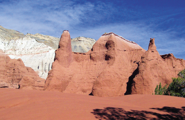 Distinctive rock chimneys from long-dead geysers are a big attraction at Utah’s Kodachrome State Park. It features 67 of the rare limestone towers. (Akron Beacon Journal/MCT)