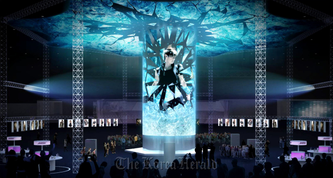 An artist’s drawing of “Fantasy Tree,” a 13-meter-high circular screen to be on display at the upcoming S.M. Art Exhibition at COEX. S.M. Entertainment