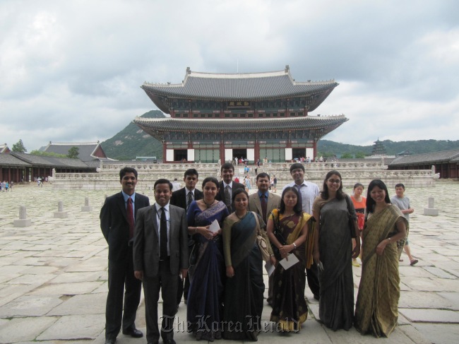 Probationary officers from the Indian Foreign Service pose for a picture in Seoul on Wednesday as part of a familiarization trip.
Indian Embassy