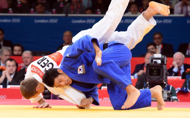London Olympic Joint Press Corps/
김재범, 유도선수/Judoka Kim Jae-bum wins gold