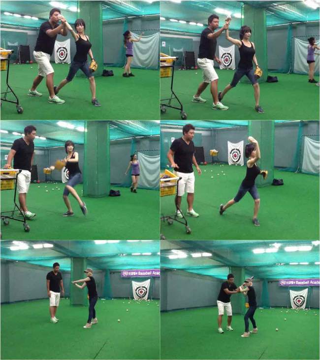 수정, 가수(써니데이즈)/‘G컵녀’ 수정, 8일 대전구장 시구 앞서 아찔한 시구 연습 선보여